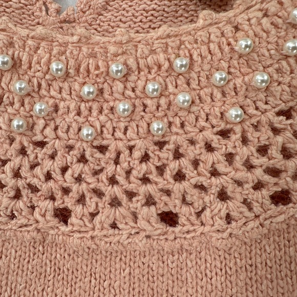 VTG Bramble Lane Silk & Angora Sweater Beaded Rabbit hair LG Pink Shoulder Pads - Picture 4 of 9